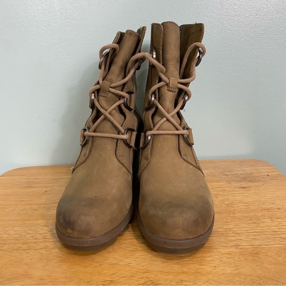 Sorel Joan Wedge II Nubuck Wedge Heel Ankle Boots NL3018 240 Sz 8.5 Leather Tan - Picture 6 of 13